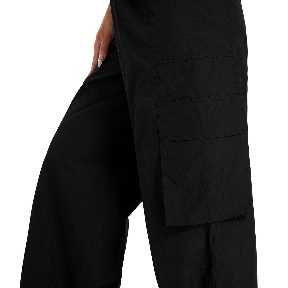 Women's High-Waisted Casual Cargo Pants with Wide Legs and Practical Side Pockets