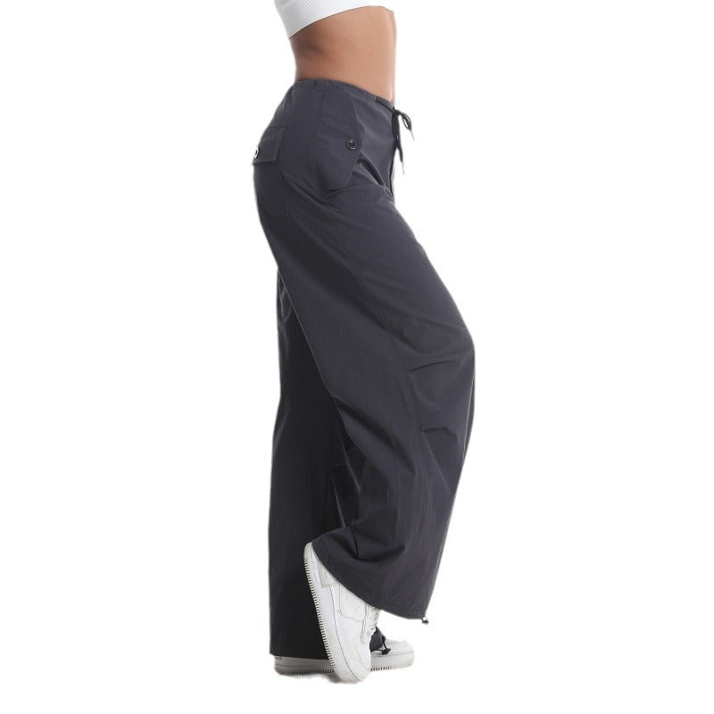 Women's casual loose-fitting outdoor pants with elastic waistband and practical pockets