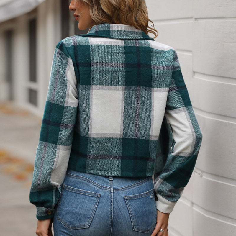 Women’s casual check jacket in modern cropped design