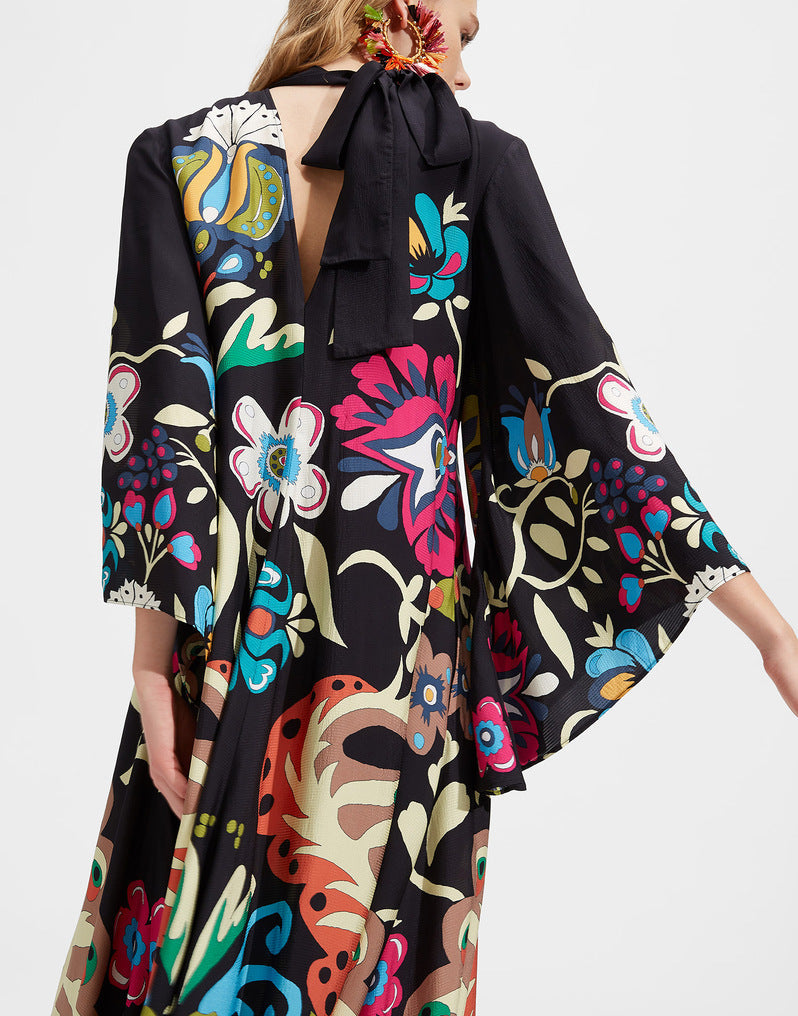 Printed Three-quarter Sleeve Dress