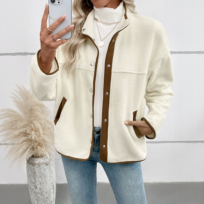 Women's Cozy Fleece Jacket with Contrast Elements