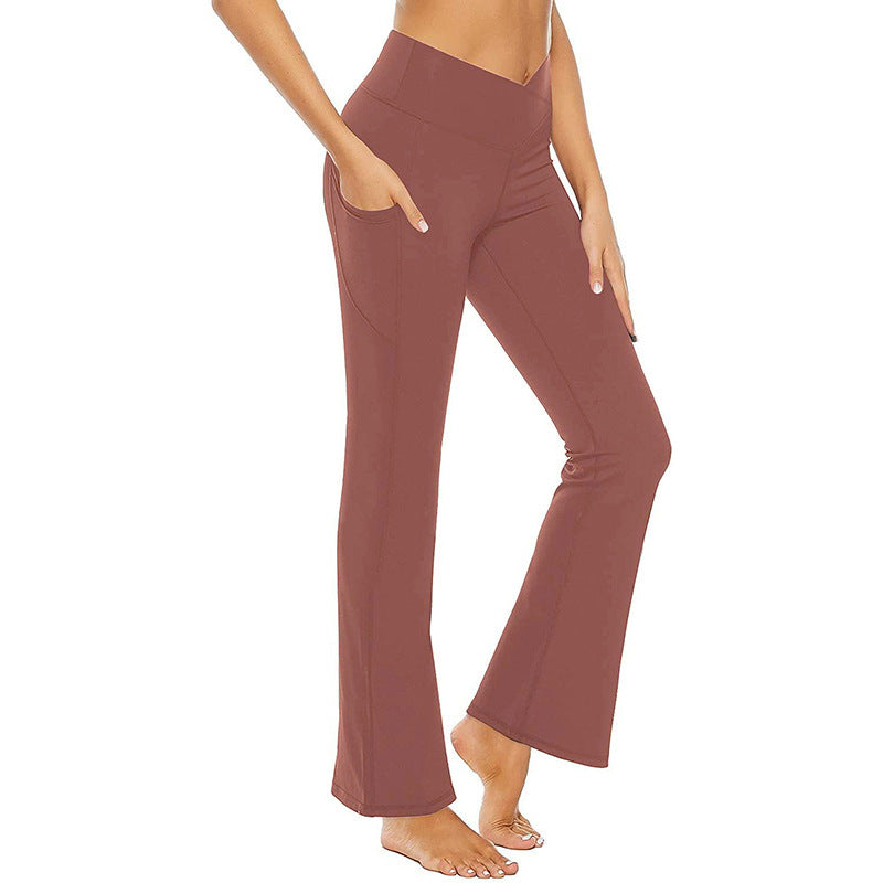 Women's Flared Yoga Pants with High Waist and Side Pockets