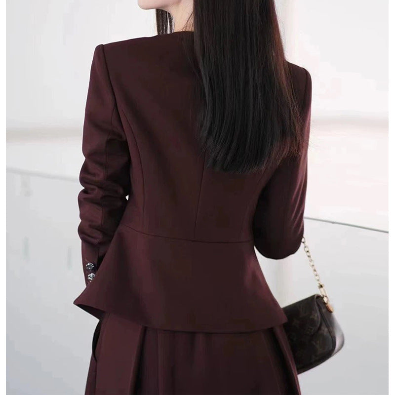 Women Tailored Peplum Suit Set