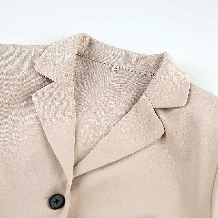 Ladies chic suit set with elegant feathers at the sleeves and high waistband