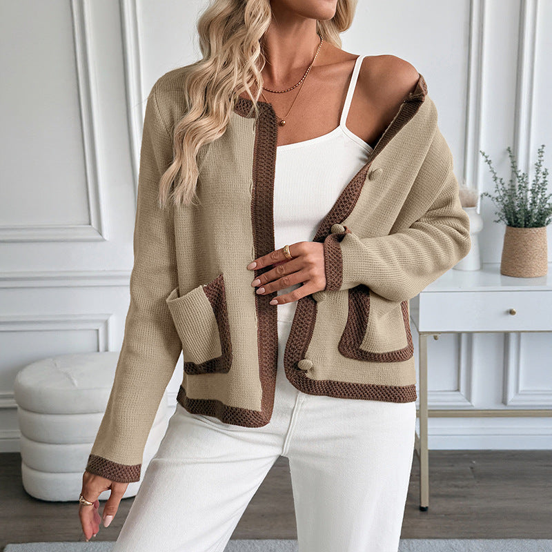 Women's cardigan with decorative button details and practical pockets