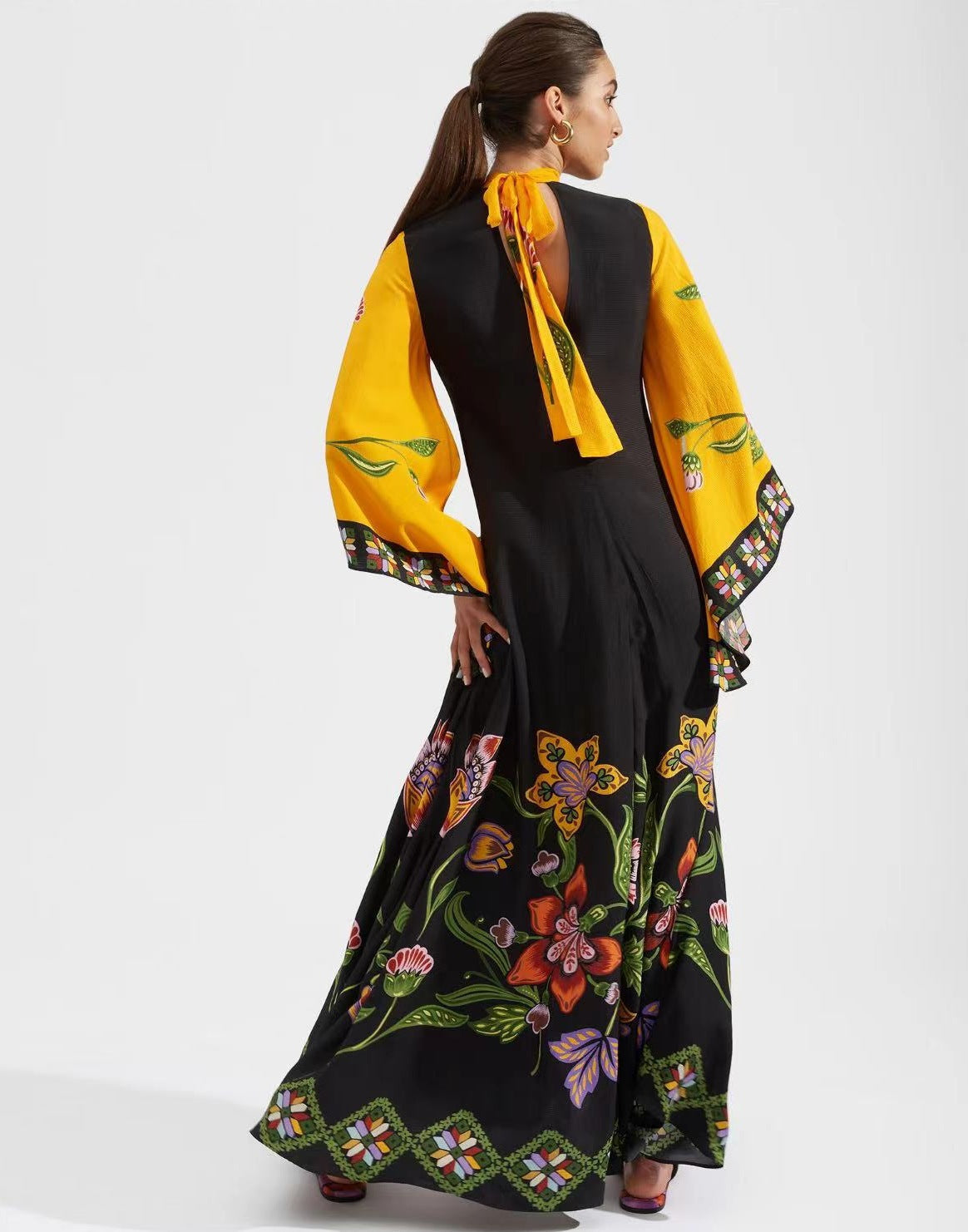 Printed Three-quarter Sleeve Dress