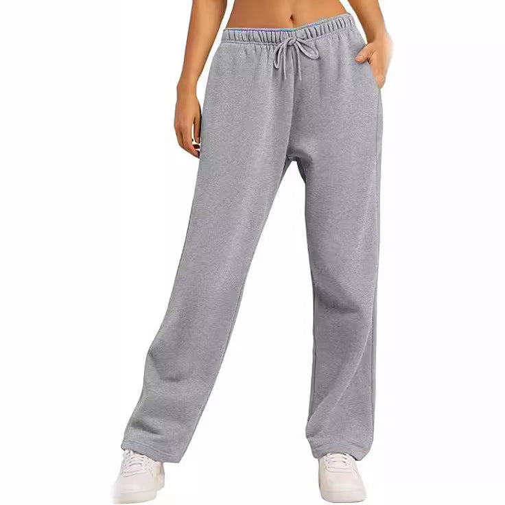 Ladies Comfortable Leisure Pants with Elastic Waistband and Side Pockets