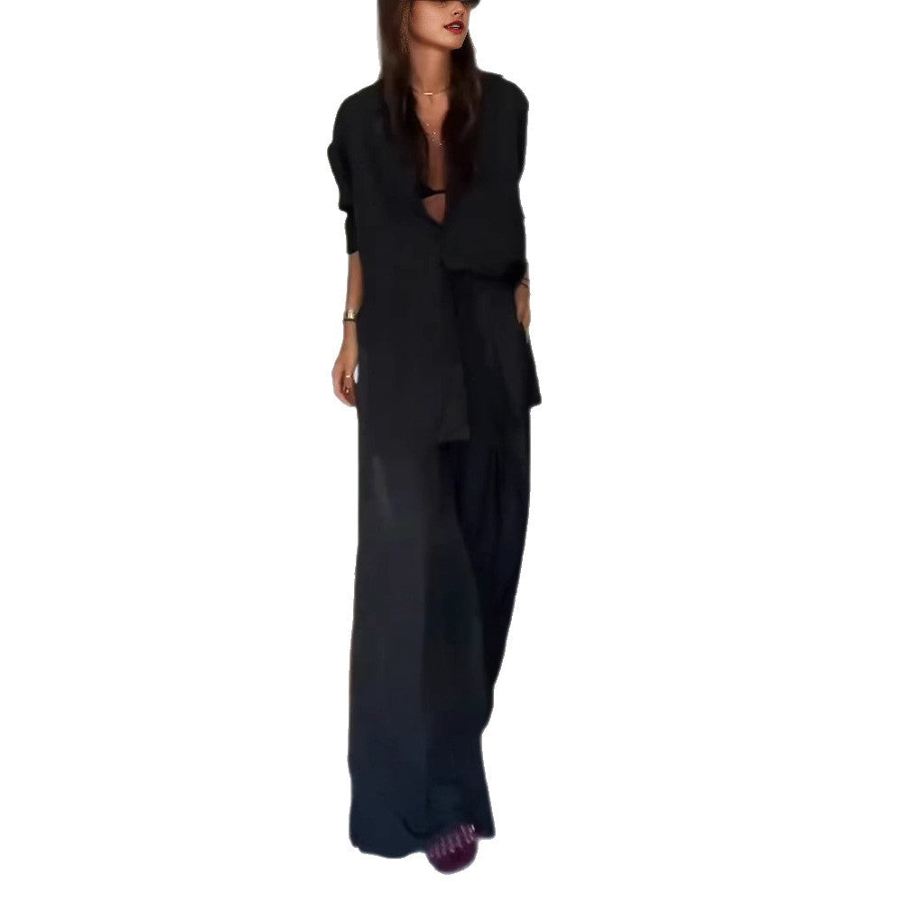 Women's Oversized Linen Suit with Casual Cut