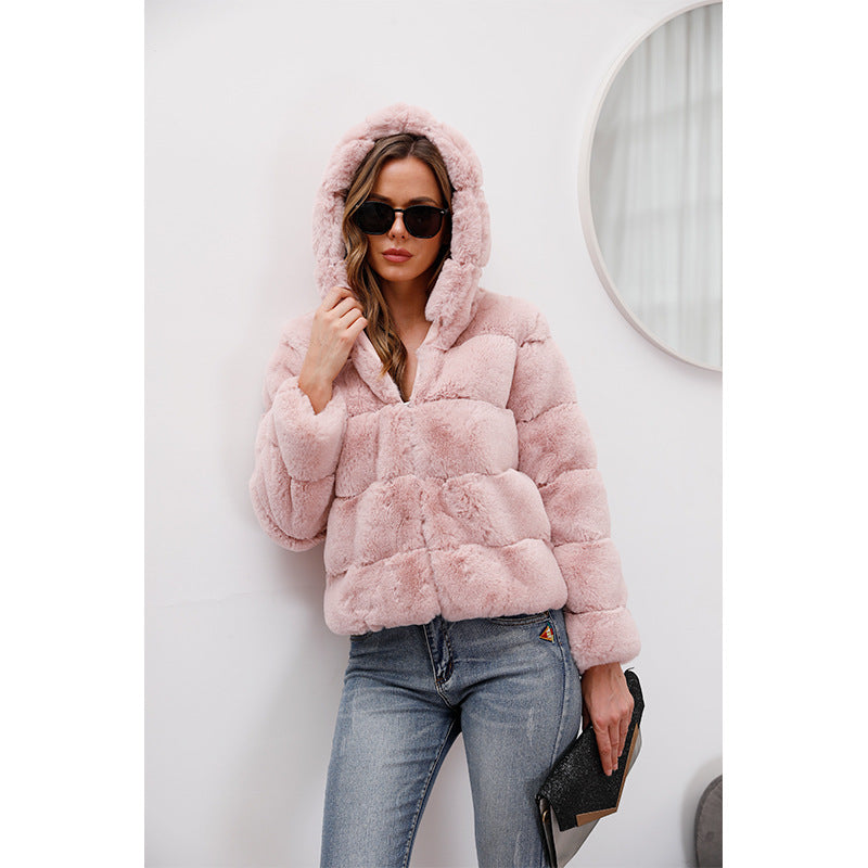 Ladies soft fleece jacket with hood