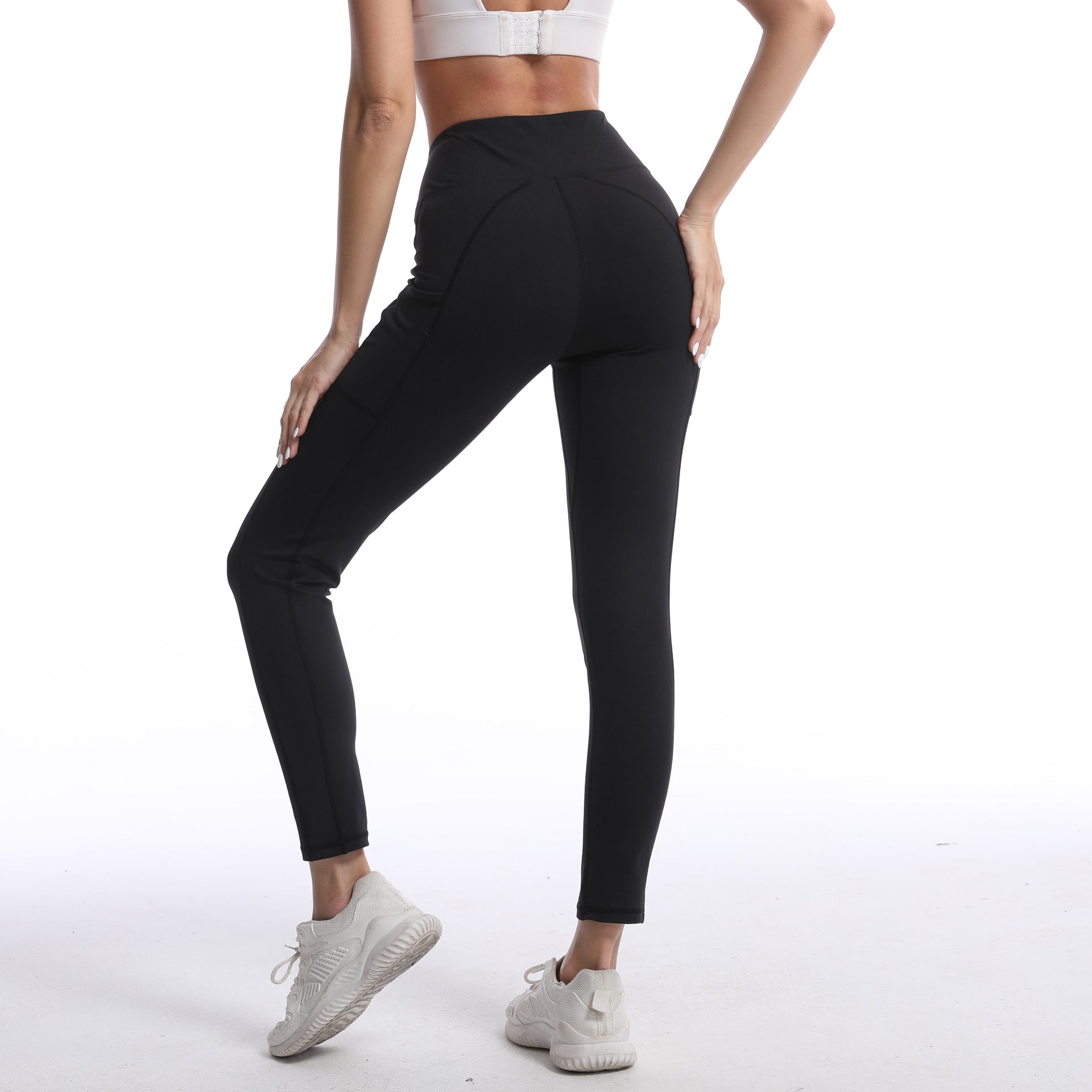 Women's High-Waisted Leggings with Cross-Over Waistband and Elastic Material