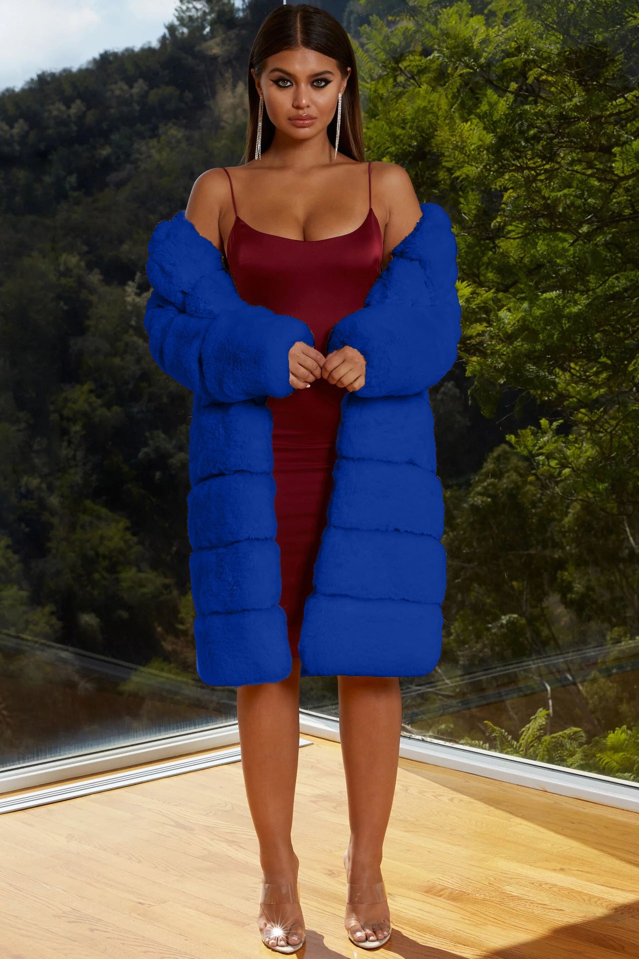 Ladies Elegant Faux Fur Jacket with Textured Surface and Generous Cut