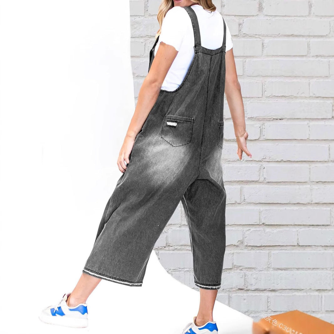 Women's Relaxed Fit Denim Dungarees