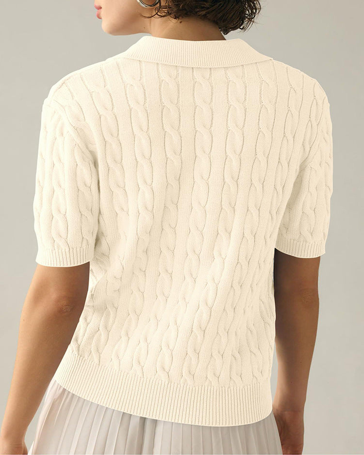 Polo Collar Twist Knit Sweater