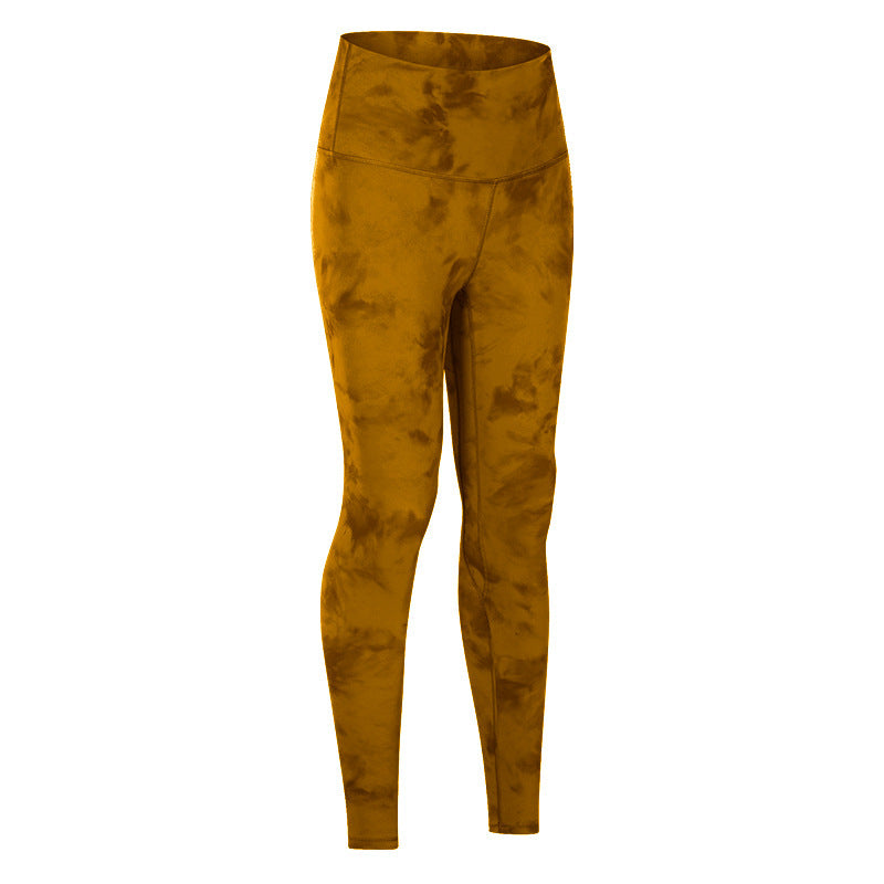 Women's sports leggings with high waistband and stylish batik design