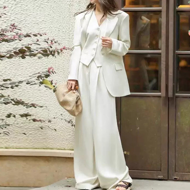 Women's Structured Blazer and Wide Pants Set