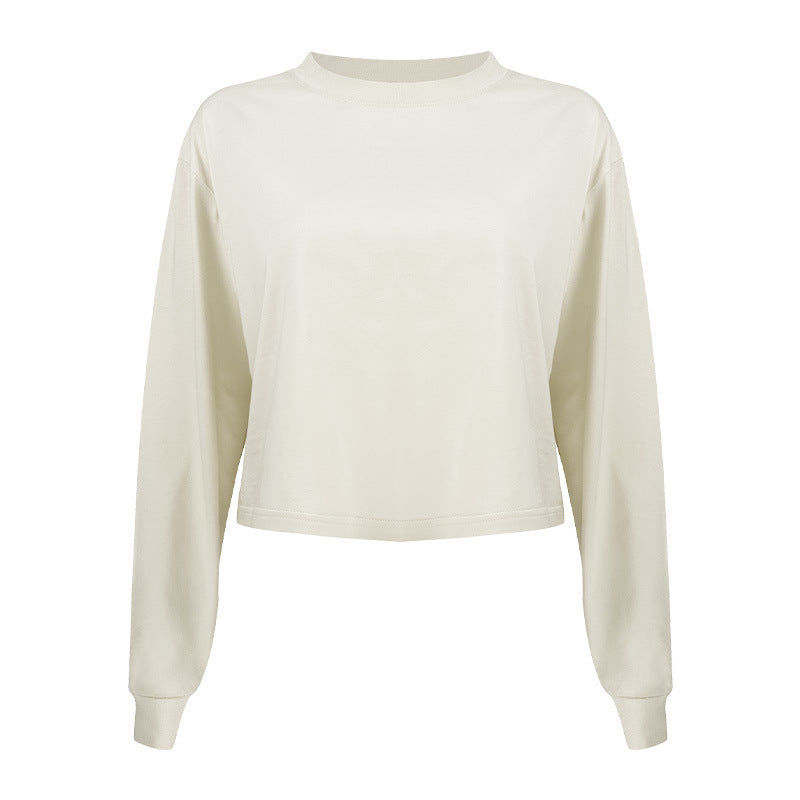 Women's casual cropped long sleeve shirt with relaxed fit and soft material