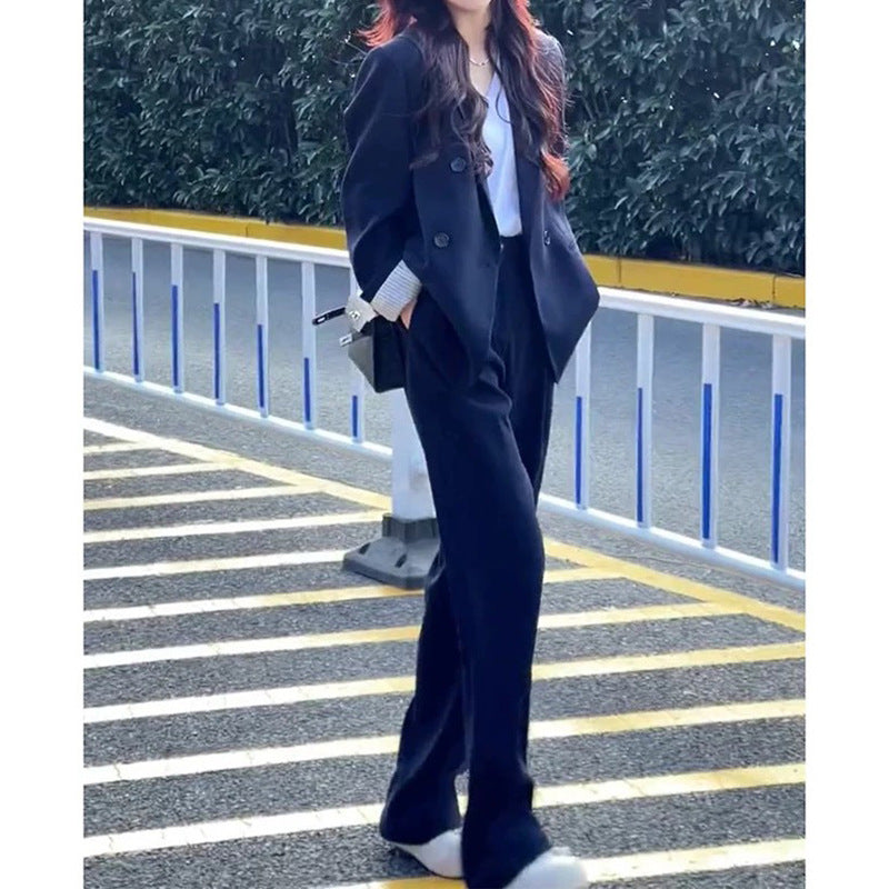 Women Double-breasted Tailored Suit Set