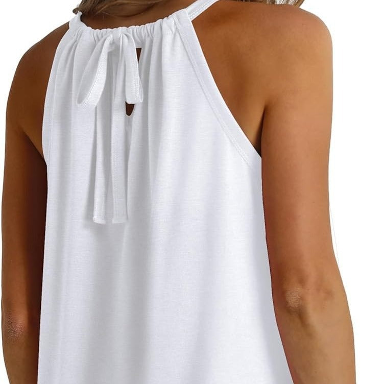 Women's sleeveless blouse shirt with stylish high collar and loose fit
