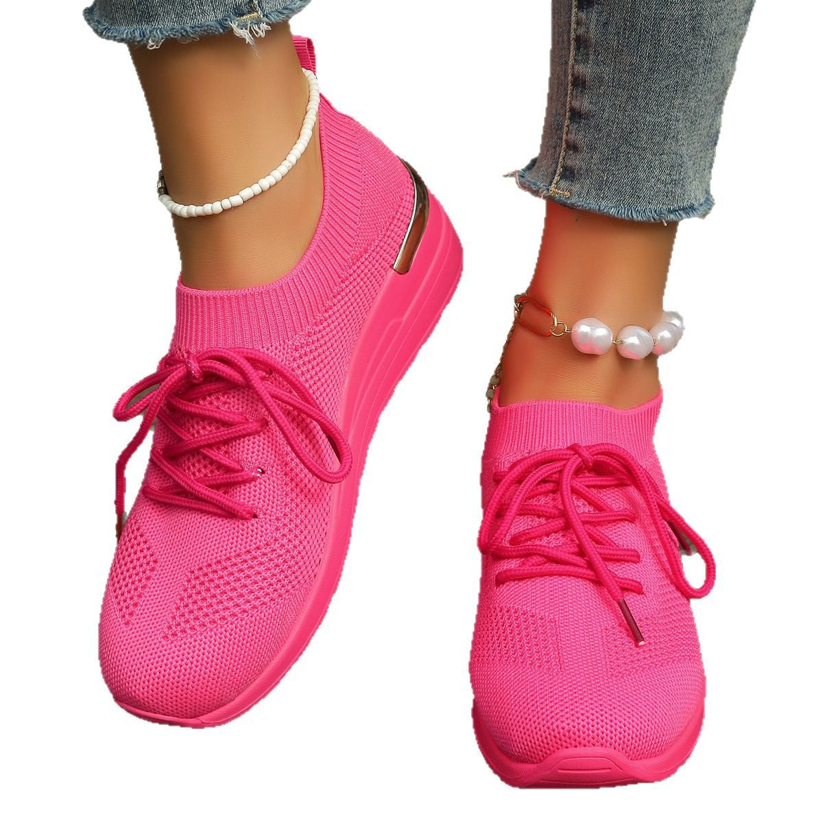Women's comfortable sport sneakers with breathable upper material and elegant platform sole