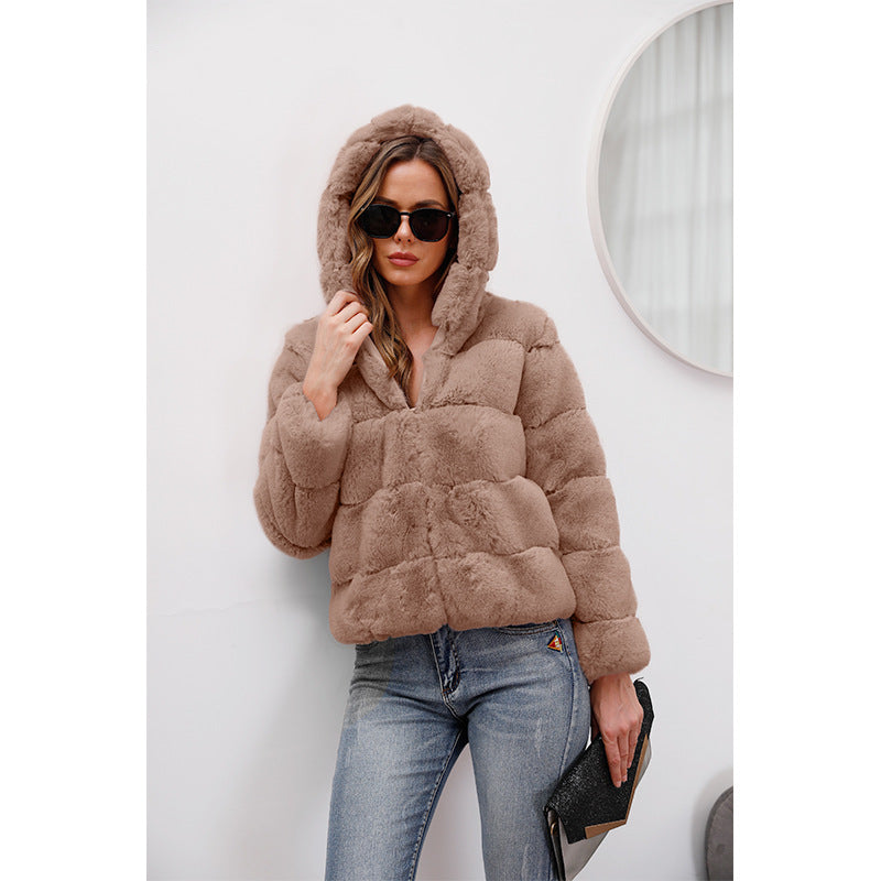 Ladies soft fleece jacket with hood
