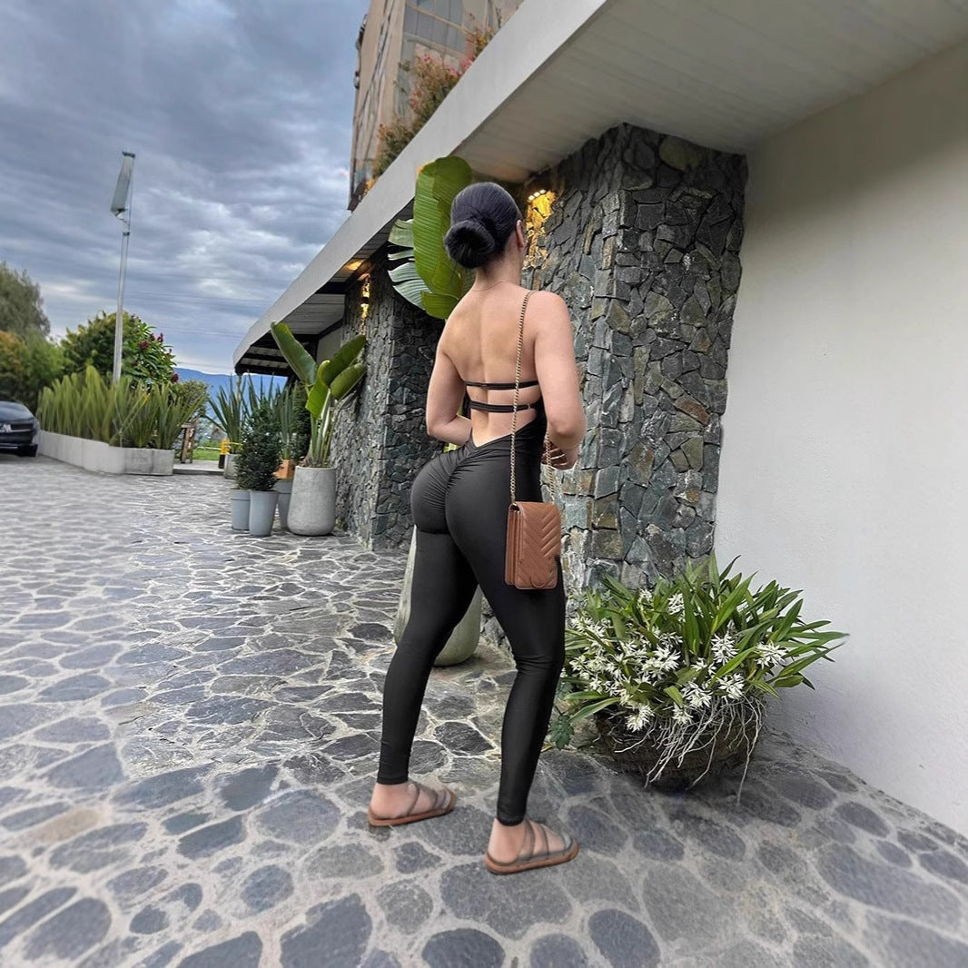 Ladies body-hugging jumpsuit with underwire bustier