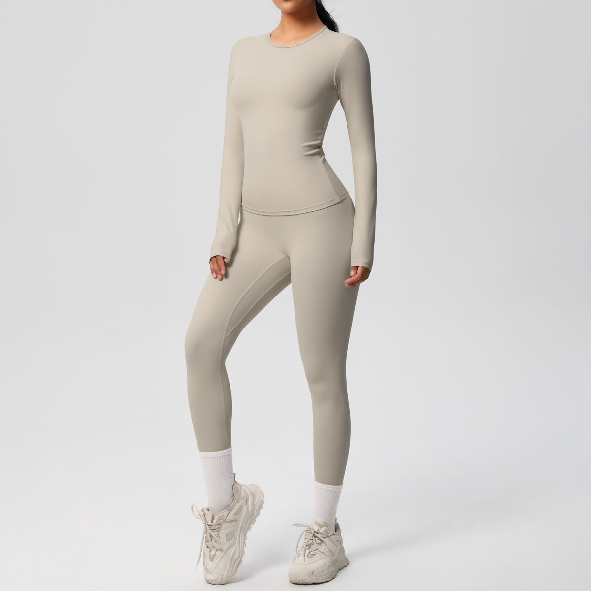 Women Shaping Long Sleeve Top and High Waisted Leggings Set