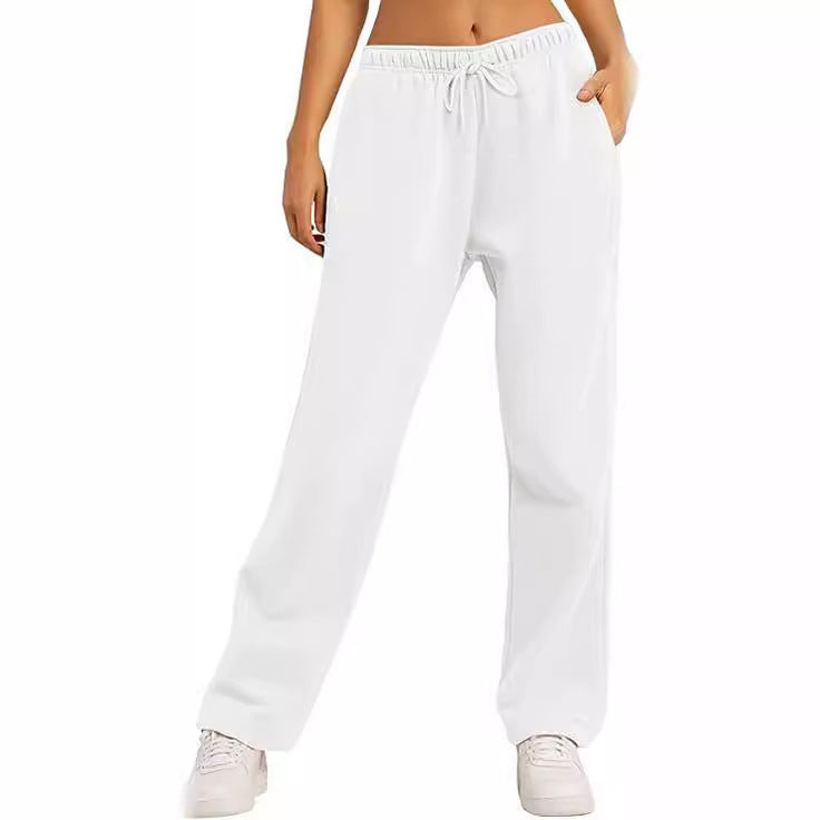 Ladies Comfortable Leisure Pants with Elastic Waistband and Side Pockets