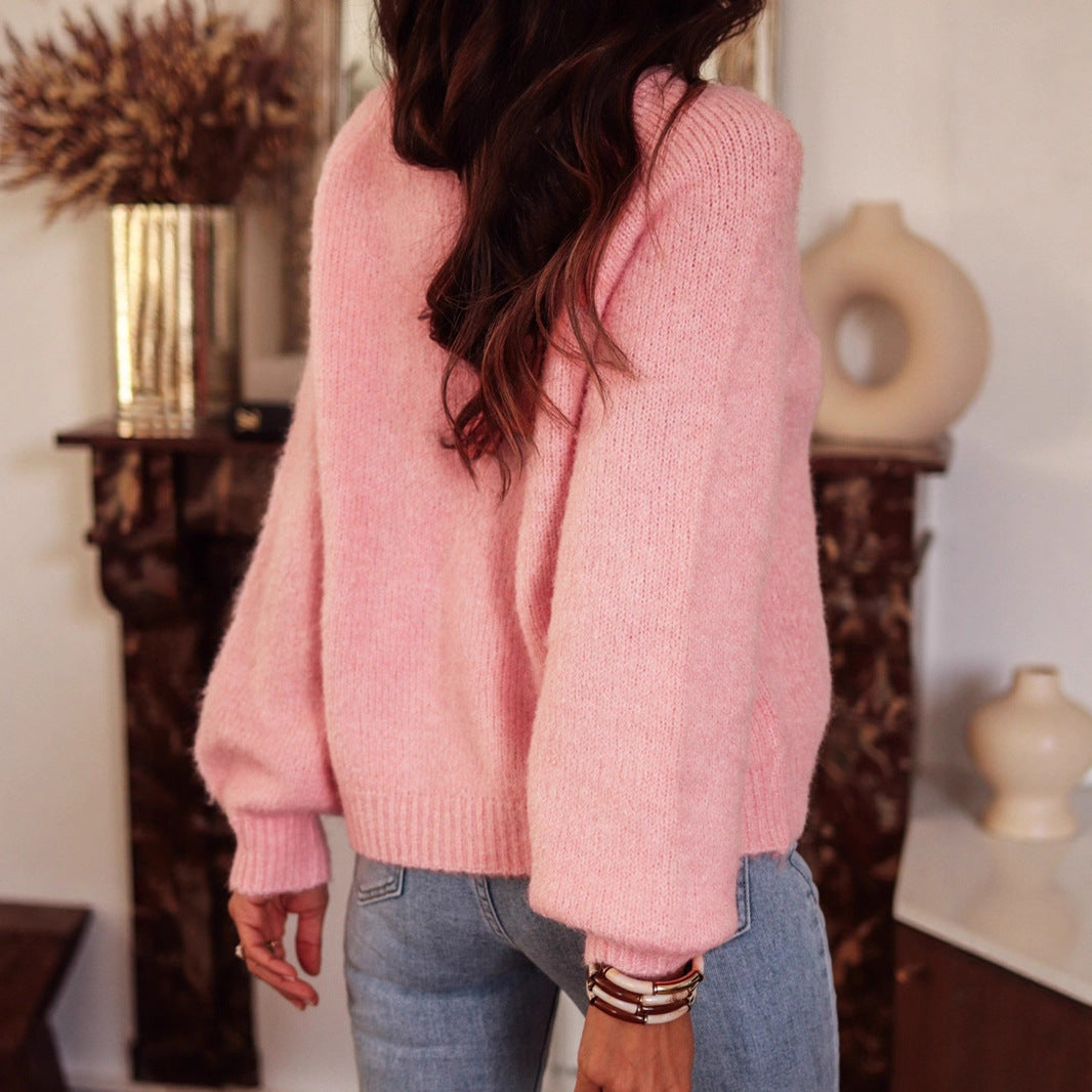 Women elegant oversized pullover with rhinestone details