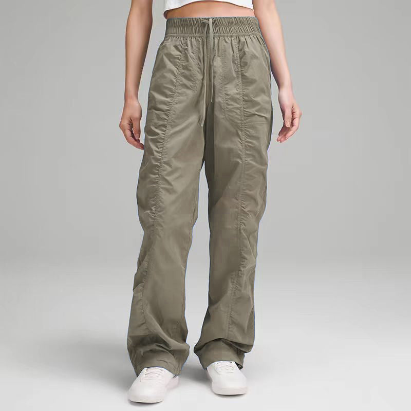 Women's sporty leisure pants with elastic waistband and side pockets
