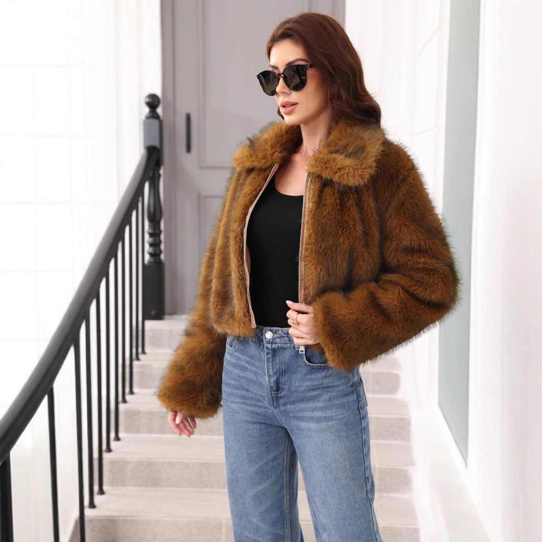 Ladies Fashion Faux Fur Winter Jacket