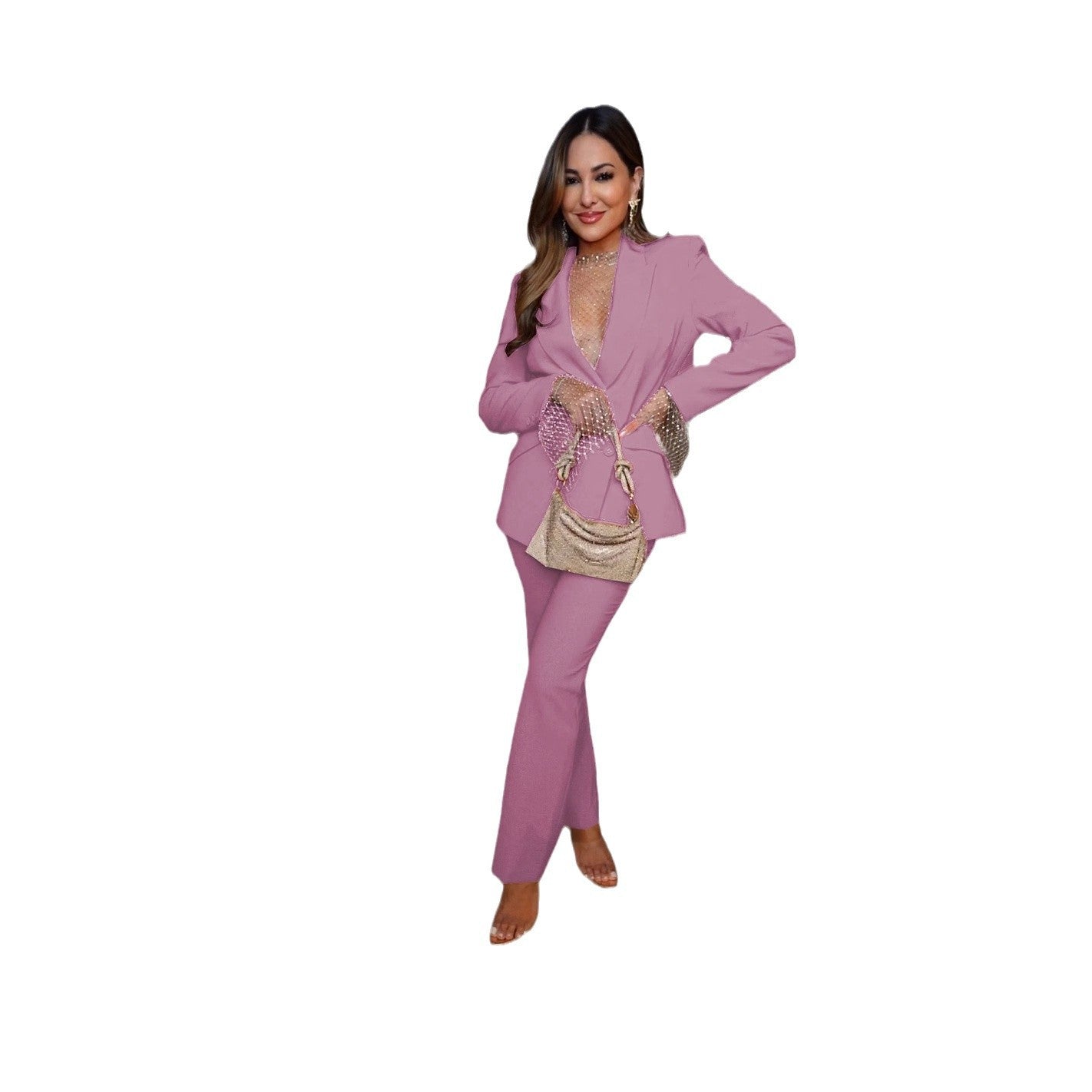 Women Elegant Blazer and Pantsuit with Chic Cut