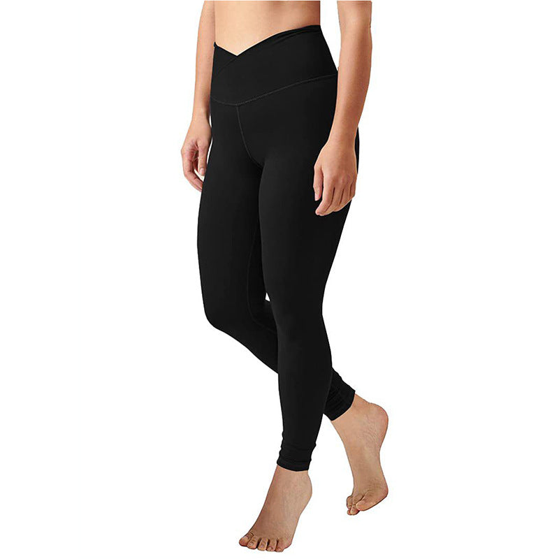Women's High-Waisted Sports Leggings with Flexible Waistband Design