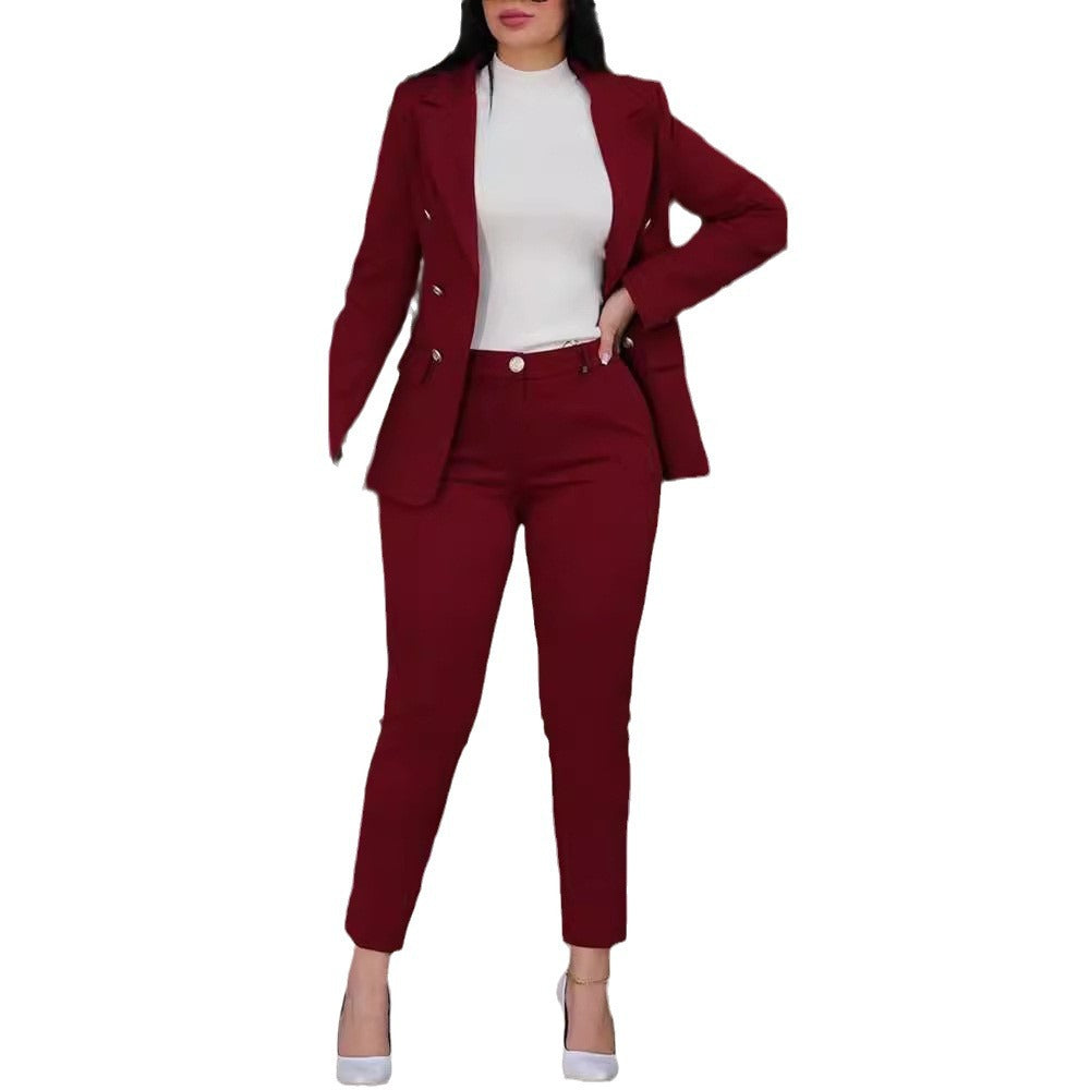 Women's Elegant Suit Set with Tailored Blazer and Slim Pants
