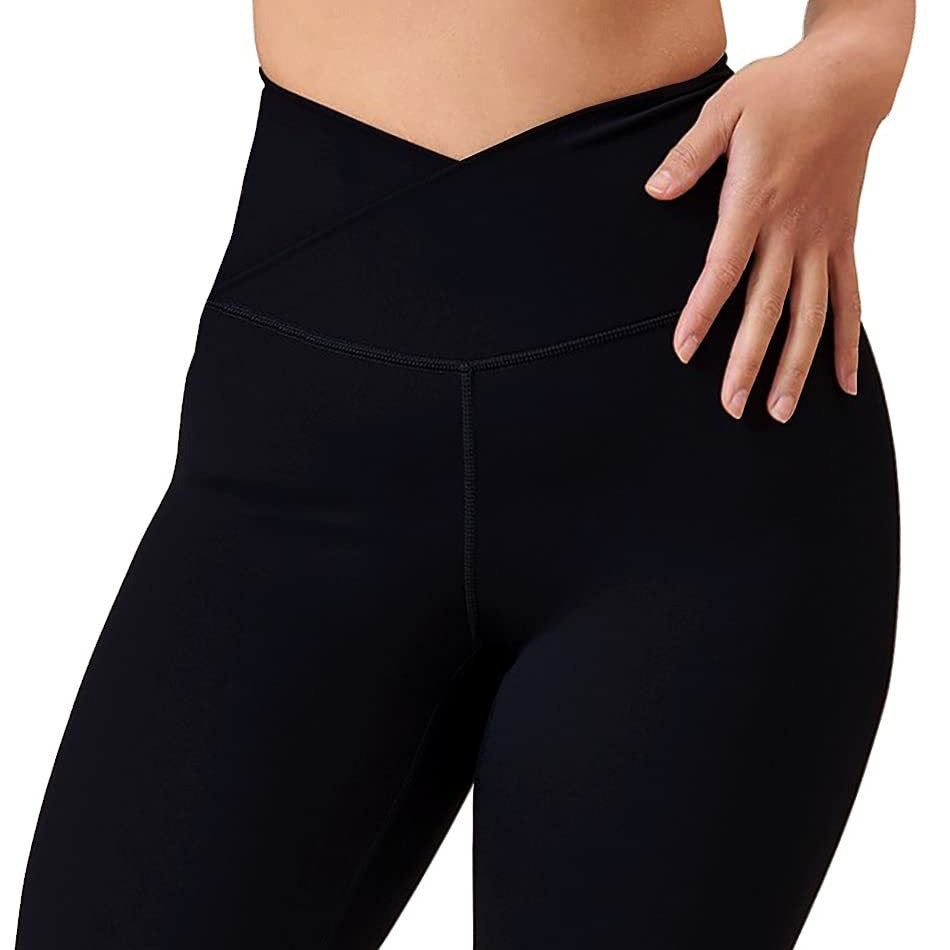 Women's High-Waisted Yoga Leggings with Cross-Over Waist