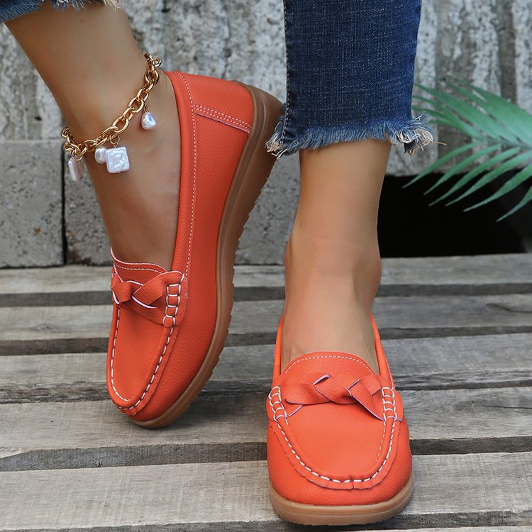 Ladies' Moccasins With Stylish Bow Appliqué and Non-slip Sole W&w