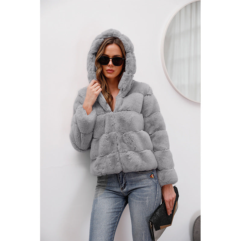 Ladies soft fleece jacket with hood