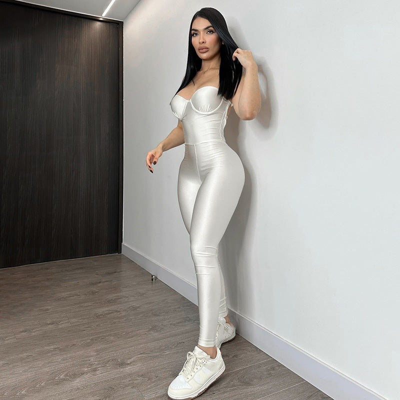 Ladies body-hugging jumpsuit with underwire bustier