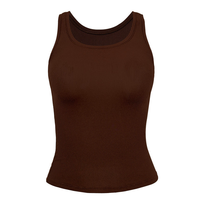 Women's form-fitting ribbed top with breathable mesh structure