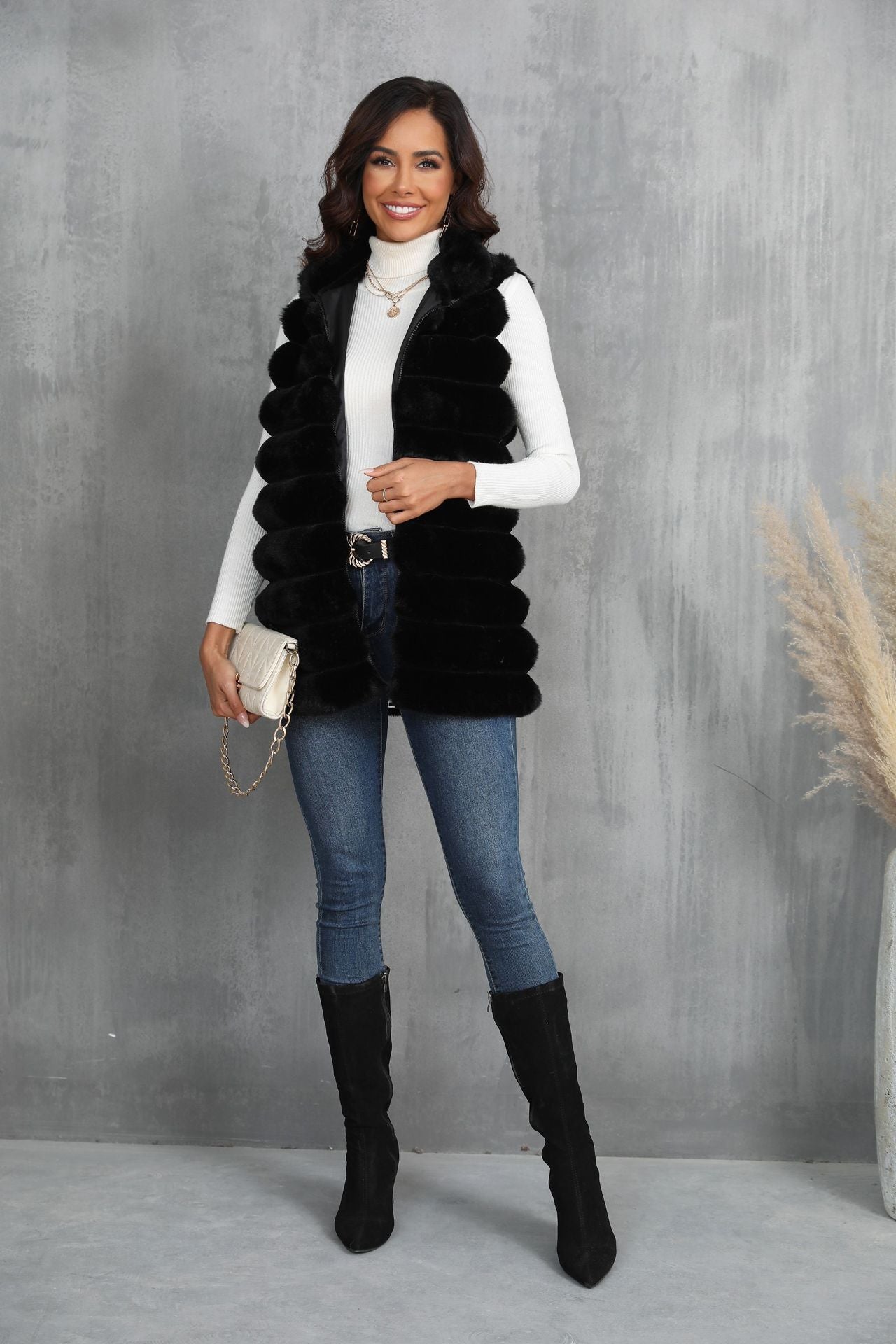 Ladies Cozy Plush Style Vest with Longer Cut