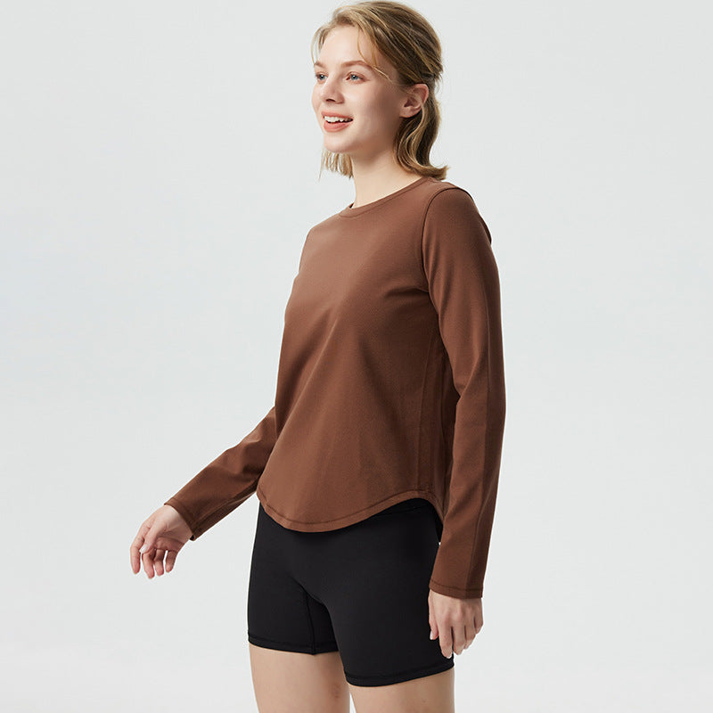 Women’s long-sleeve shirt with round cutout and soft fabric