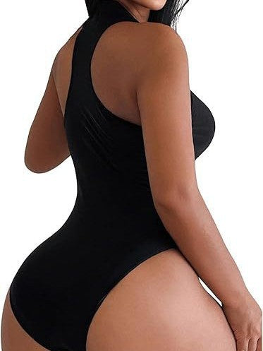 Women High Collar Zipper One-Piece Swimsuit