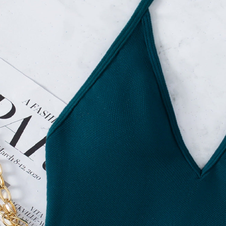 Women Ribbed Deep V Neck One Piece Swimsuit