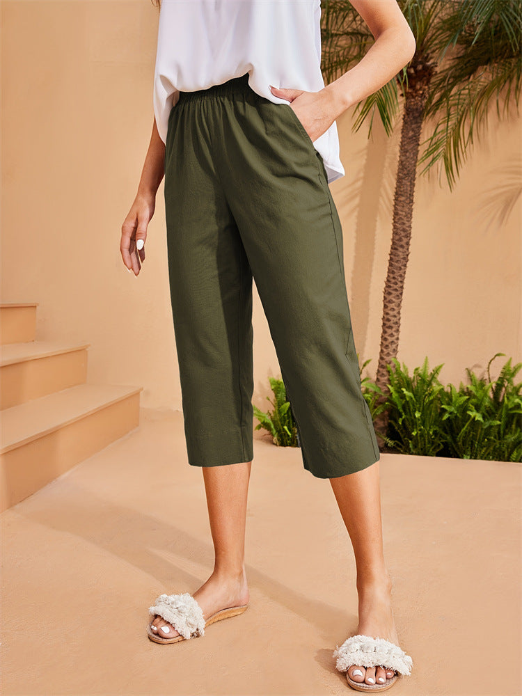 Women's Comfortable Linen Pants With Elastic Waist W&w
