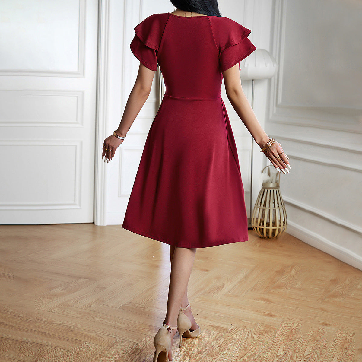 V-Neck Short Sleeve Dress