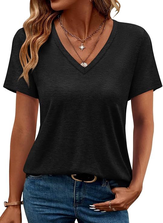 Women's V-Neck T-Shirt made of soft single jersey