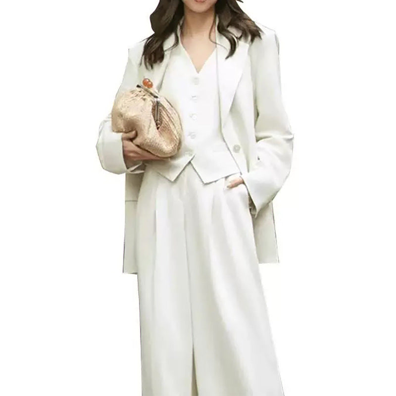 Women's Structured Blazer and Wide Pants Set