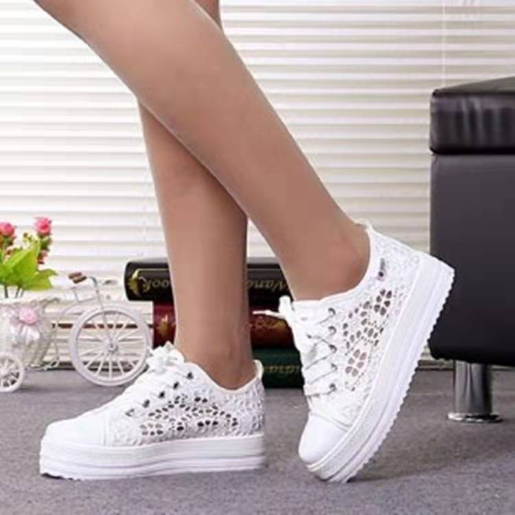 Women's sneakers with delicate lace pattern and non-slip sole