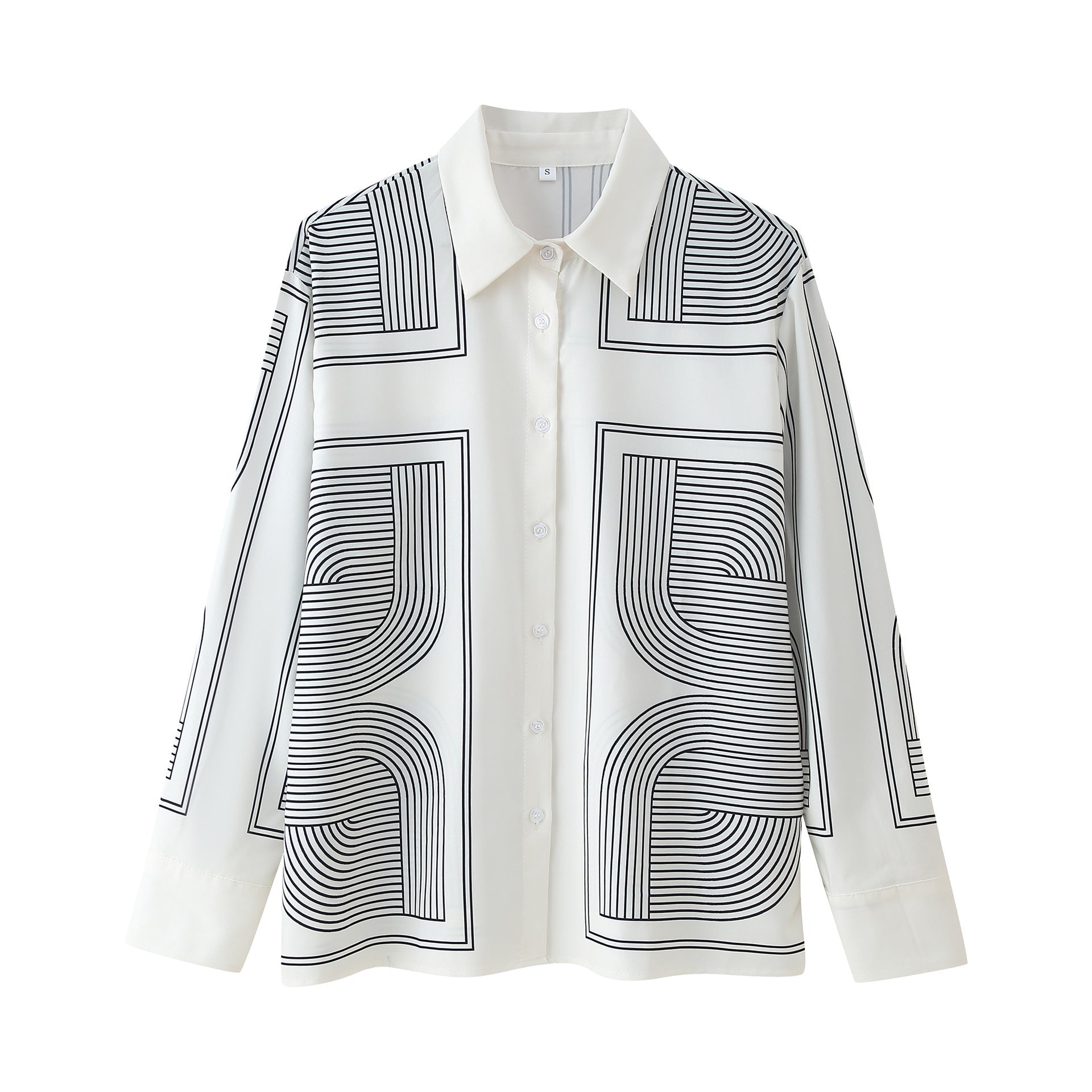 Women’s set of casual shirt and wide pants in geometric design