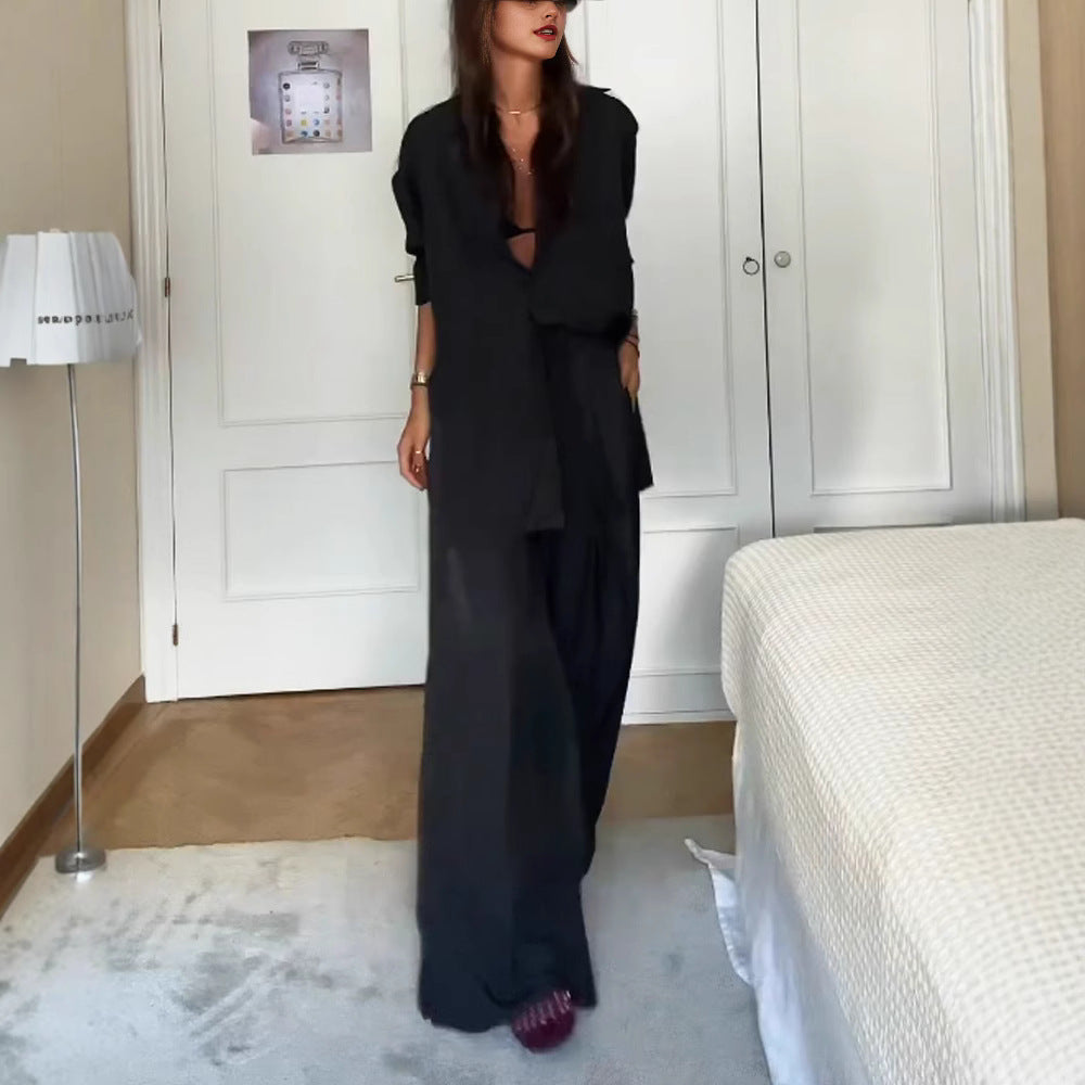 Women's Oversized Linen Suit with Casual Cut