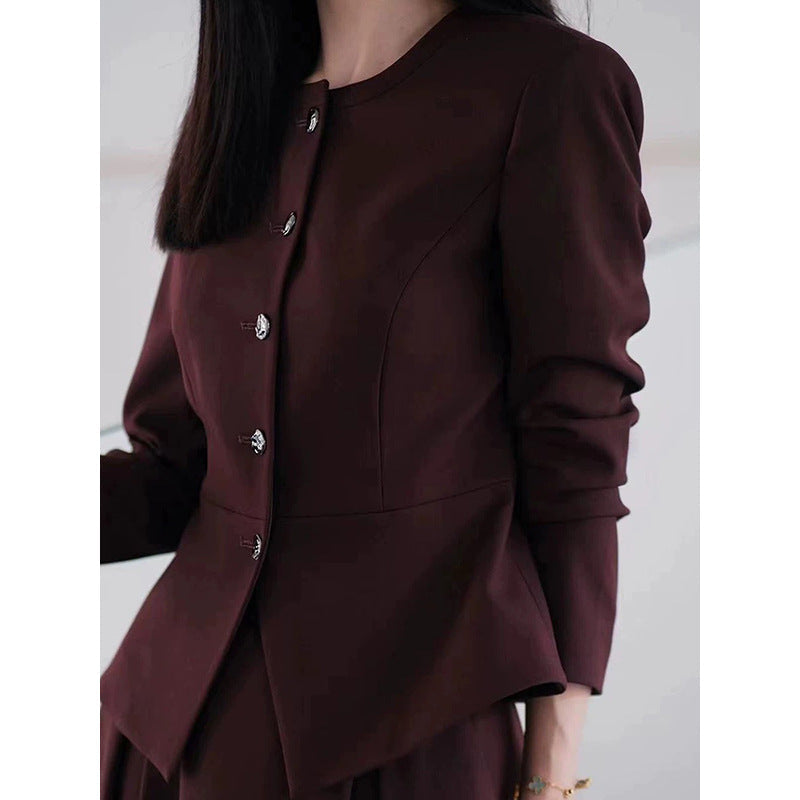 Women Tailored Peplum Suit Set